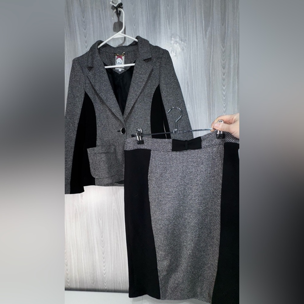 Yoana Baraschi Anthropologie 2 Pc Blazer & Pencil Skirt Set Sz 6/8 Tweed